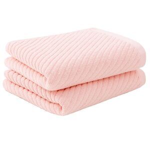 Hand Towels 100% Ribbed Cotton 2 Pcs Face Towels Pink